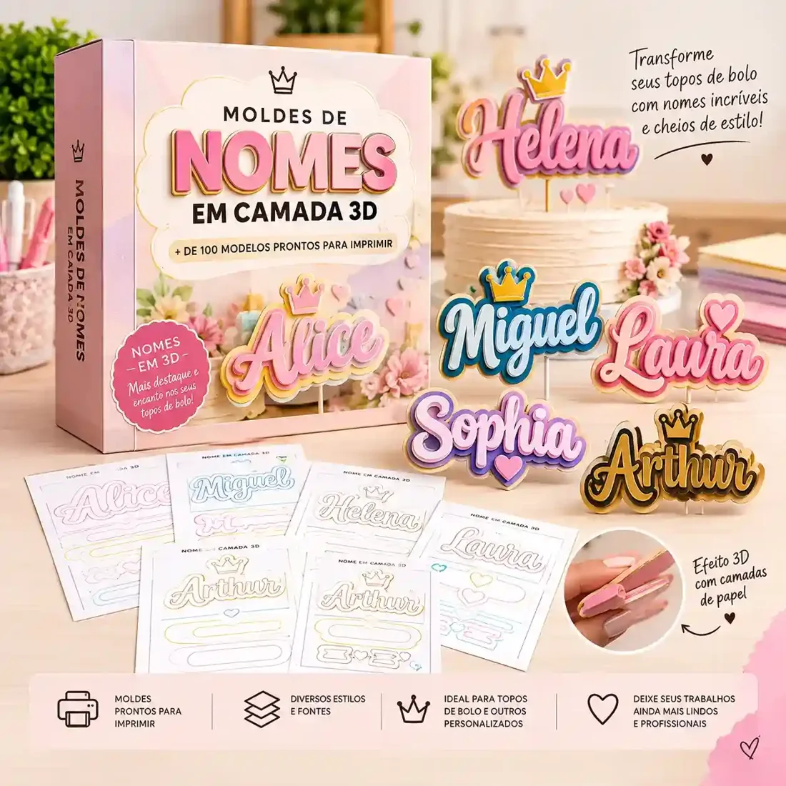 Moldes de Nomes em Camada 3D